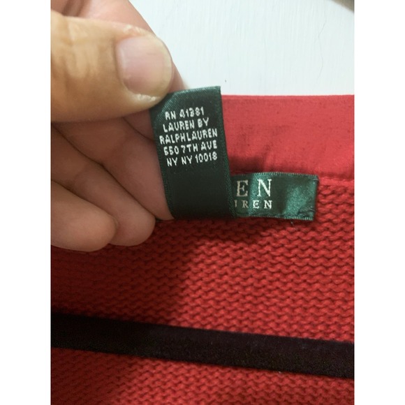 Lauren Ralph Lauren 3X Red Cotton Top Lace Up Crew Neck Long Sleeve Tunic Blouse - Picture 4 of 11